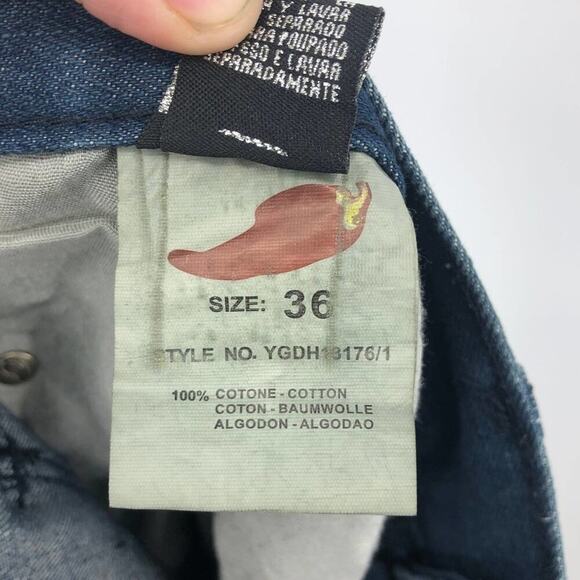 Chili Pepper Men's Jeans 36 Straight Leg Embellished Distressed Med Wash NWT - Picture 8 of 8